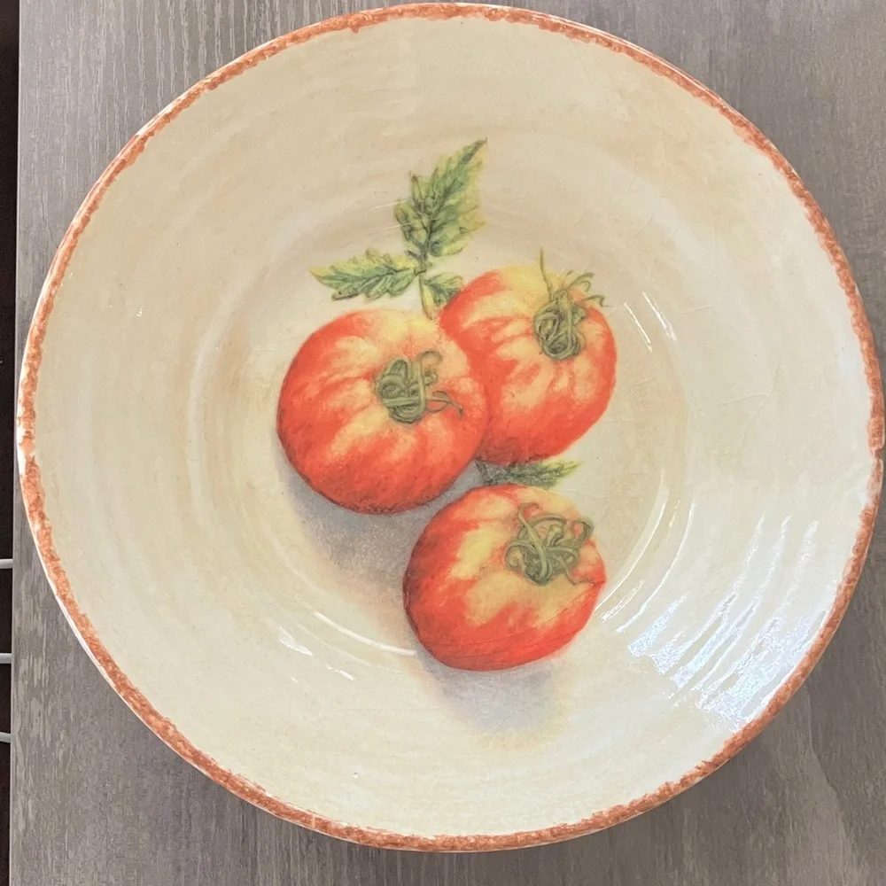 Williams-Sonoma Vintage Tomato Motif Ceramic Serving Bowl - Red & Green